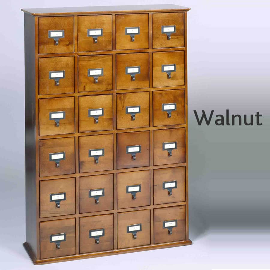 Library Catalog Media Storage Cabinet - 24 Drawer - Stores 288 CDs or DVDs