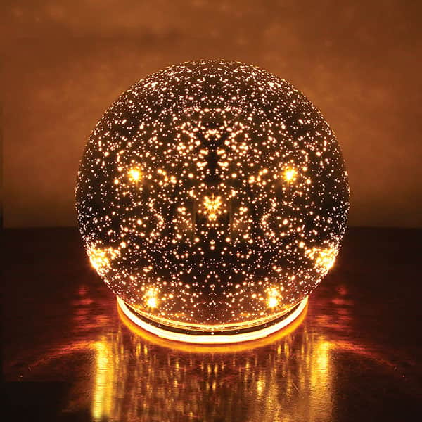 Lighted Mercury Glass Sphere 8" or 5" Ball in Silver - Battery Operated
