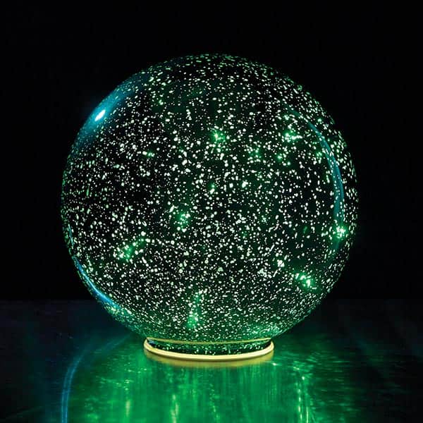 Mercury Glass Sphere 8" or 5" Lighted Ball in Green - Battery Operated