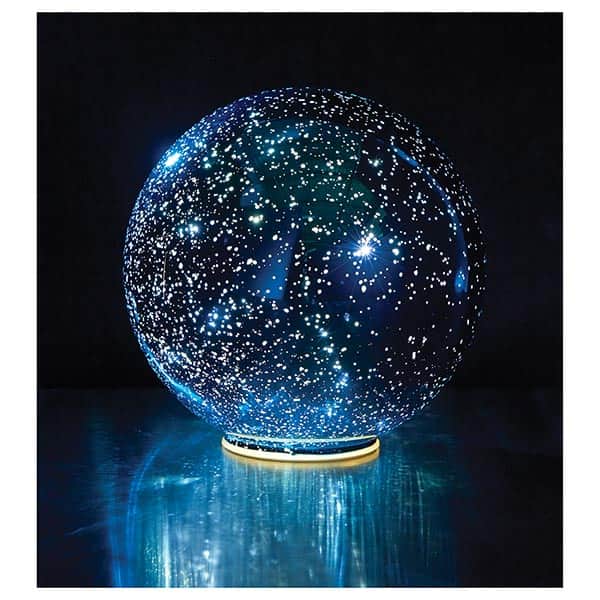 Lighted Mercury Glass Sphere 8" or 5" in Blue - Battery Operated