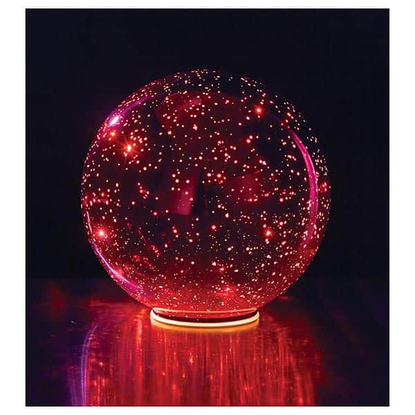 Lighted Mercury Glass Sphere 8" or 5" Ball in Red - Battery Operated