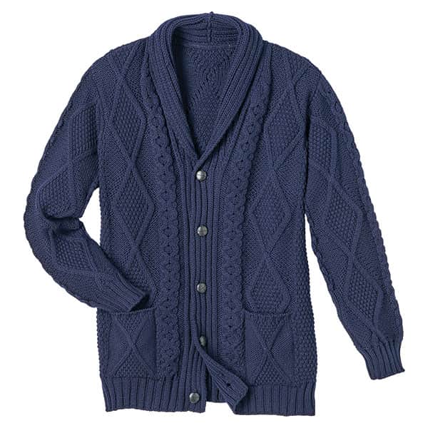 Men's Aran Cable Knit Cardigan Sweater