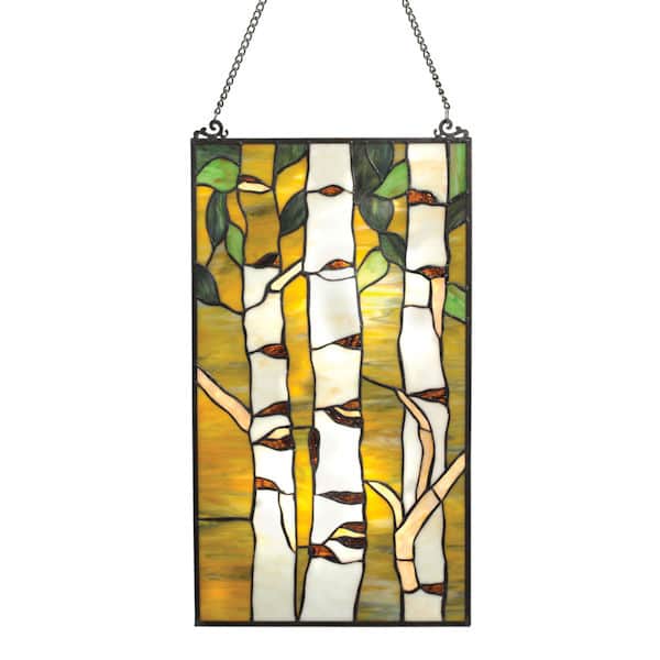 Birches Art Glass Panel - Window Sun Catcher - 12" x 21"