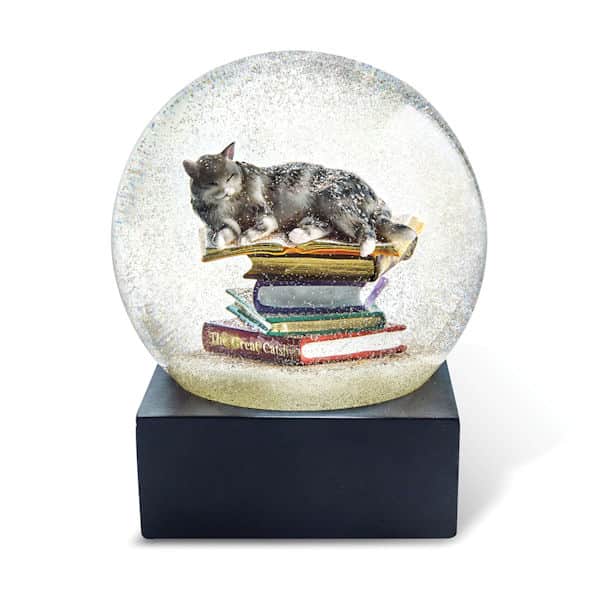 Cat on Books Snow Globe