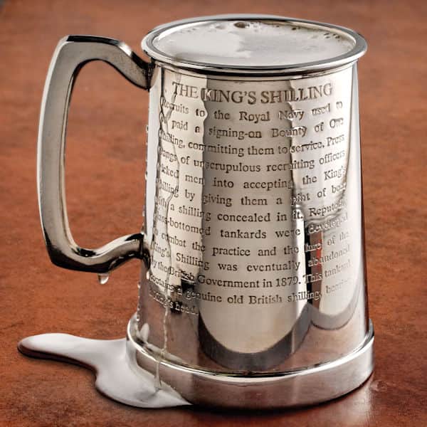 Taking the King's Shilling Glass-Bottom Tankard With Initials