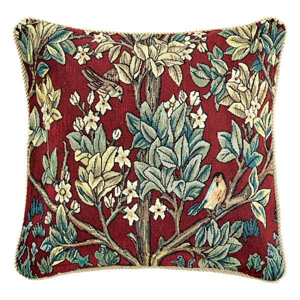 William Morris Tree of Life Pillow Cover and Insert - Red