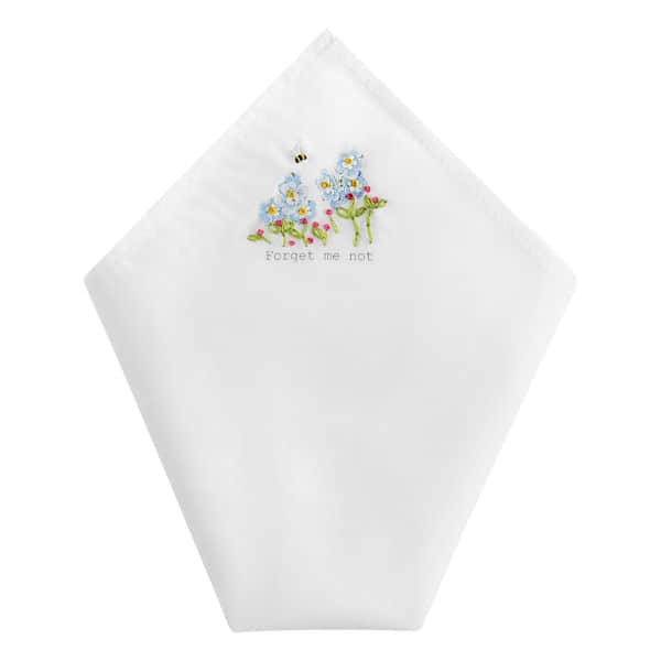 Embroidered Forget-Me-Not Handkerchief