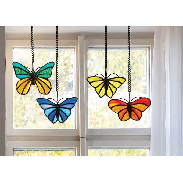 Butterfly Stained Glass Hangers Set of 4
