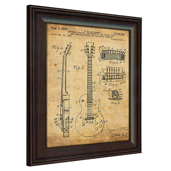 Product image for Framed Gibson And Fender Electric Guitar Patents