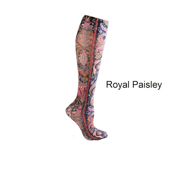 Product image for Celeste Stein® Women's Printed Closed Toe Wide Calf Mild Compression Knee High Stockings