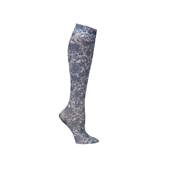 Product image for Celeste Stein® Women's Printed Closed Toe Wide Calf Mild Compression Knee High Stockings