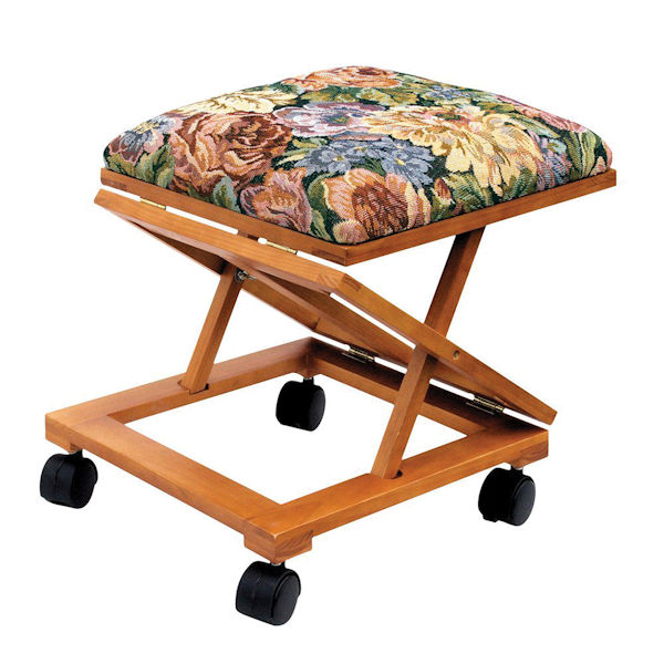 Adjustable Fold-Away Tapestry Footstool
