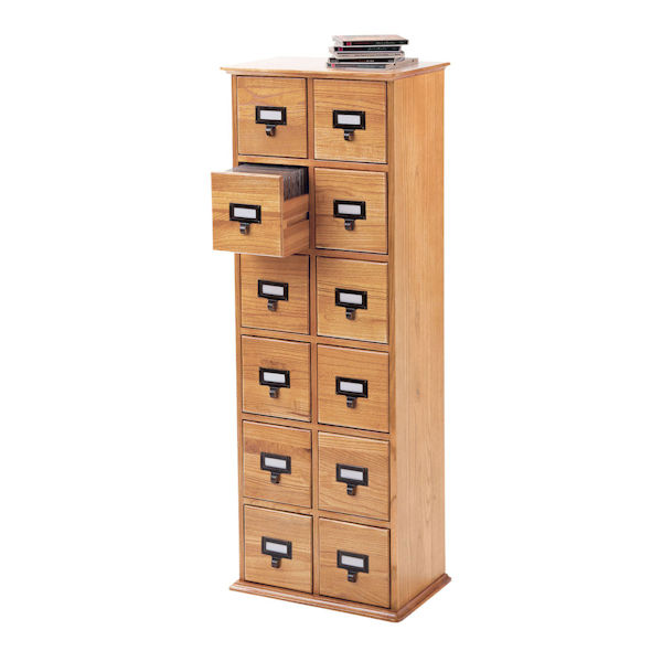 Oak Library Card File Storage Cabinet, Library Card Cabinet