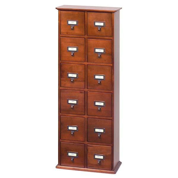 Product image for Oak Library Card File Storage Cabinet - 2 Column