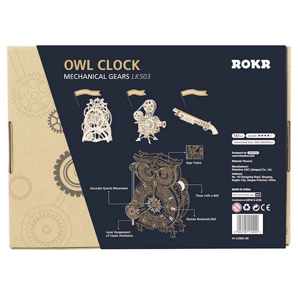 Product image for Wooden Owl Standing Clock Kit 