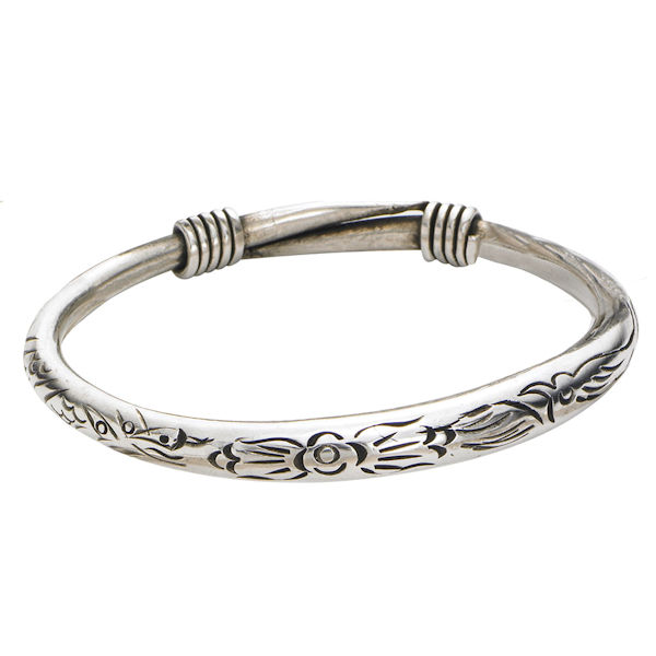 Silvery Bangles - Floral