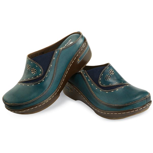 Product image for Hand Painted Open Back Clogs in Leather and Floral Designs