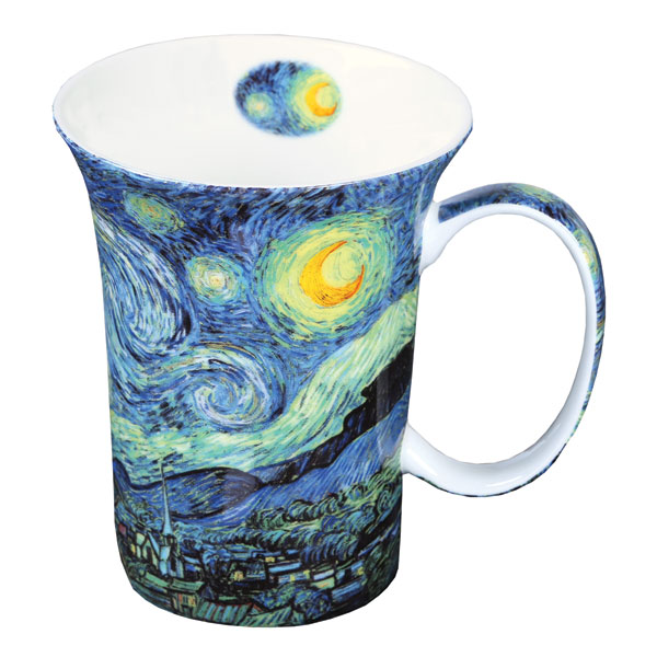 Bone China Van Gogh Mugs Set of 4 in Vibrant Colors