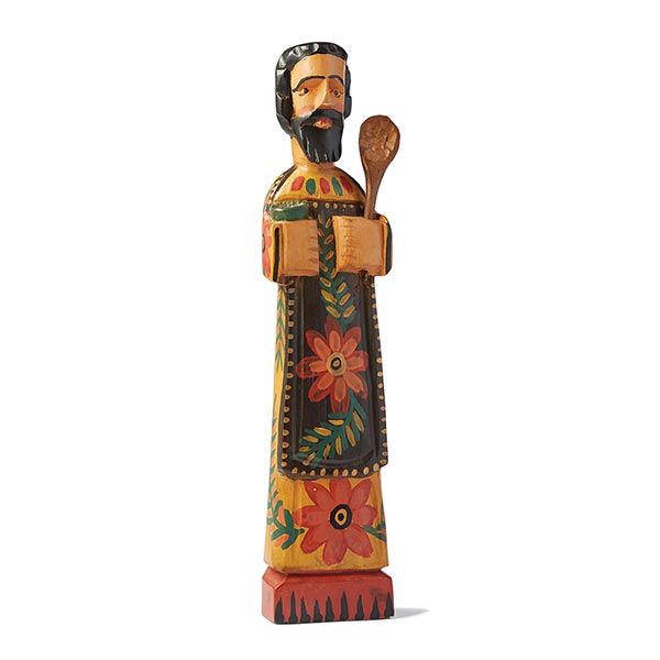 Patron Saint of Cooks Sculpture Hand Carved Wood 15&#34; High