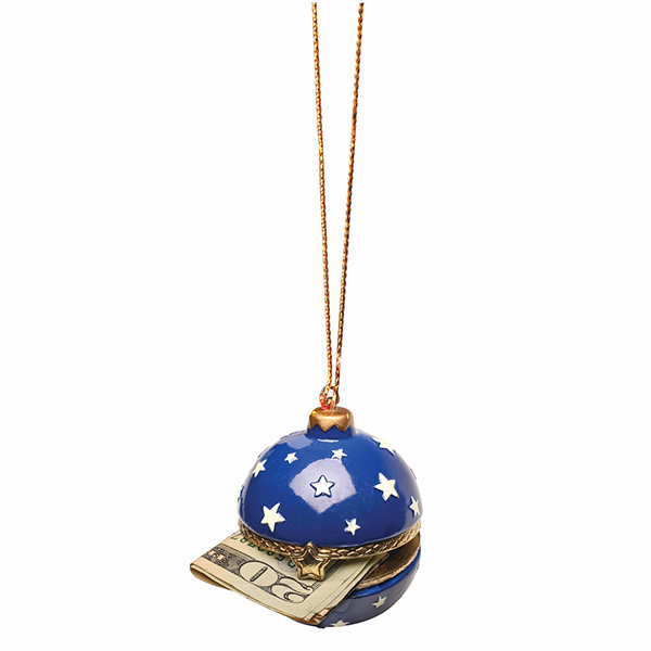 Product image for Porcelain Surprise Ornament - Blue Stars Sphere