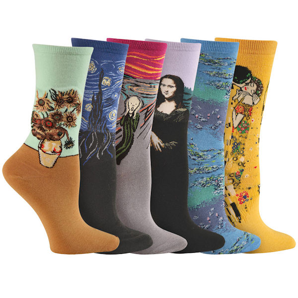 Product image for Set of 6 Pairs Fine Art Socks: Da Vinci/Munch/Van Gogh/Klimt