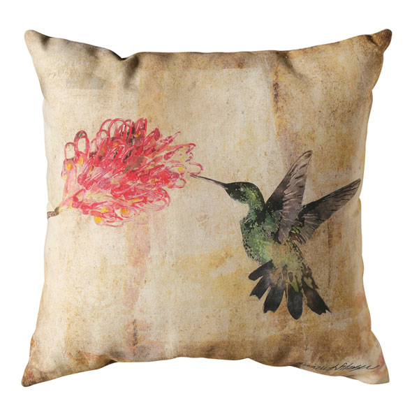 Watercolor Hummingbird Indoor/Outdoor Pillows - Floral