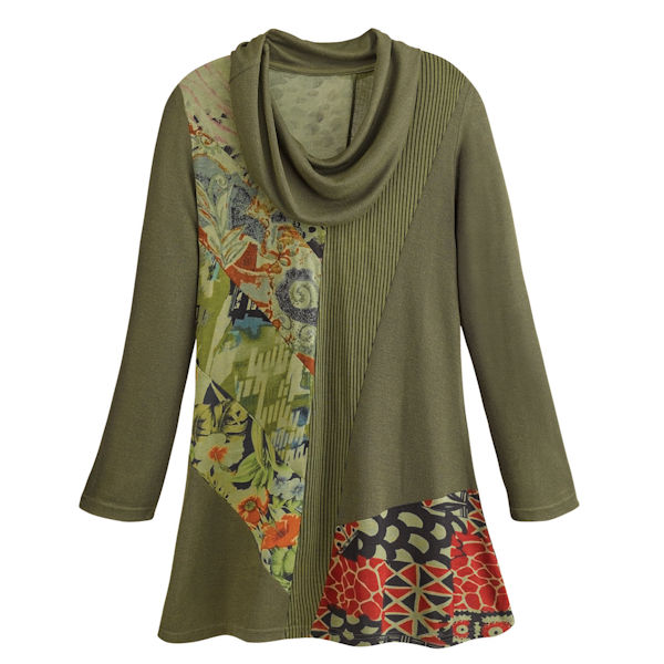 Collage Cowl-Neck Tunic