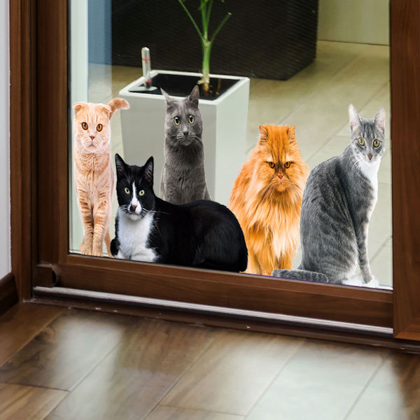 Cat House Window/Door Clings: Lying Down & Sitting