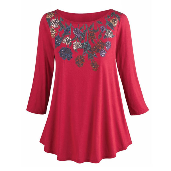 Sequins And Roses Knit Tunic Tee | Acorn | LE2312