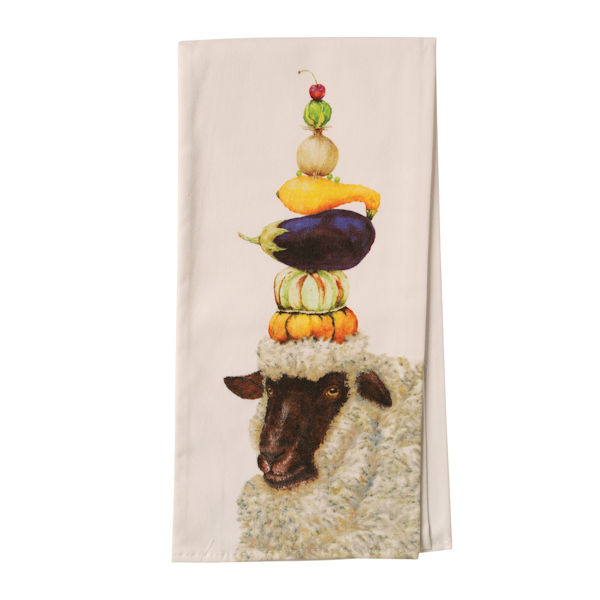 Country Critters In Hats Tea Towels - Goat Or Sheep