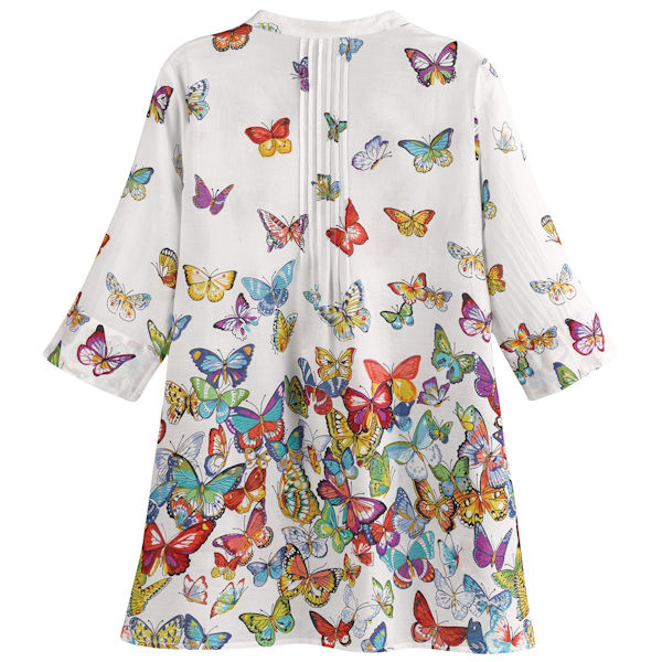Brilliant Butterflies Pin-Tucked Bodice Tunic