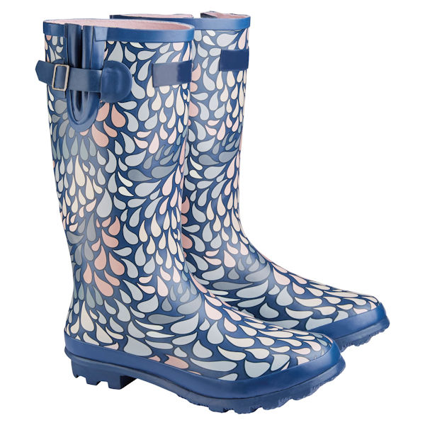 UK Designed Wellies - Rain Drops