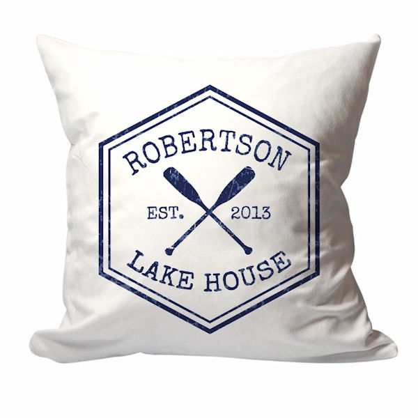 Personalized Lake House Family Name Pillow