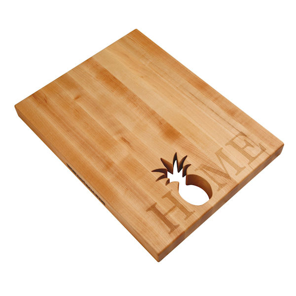 Words With Boards Maple Hardwood Cutting Board - "Home" with Hand-Cut Pineapple Accent - Premium USA-Made Butcher Block