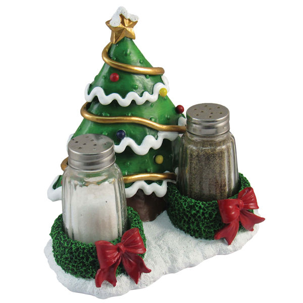 DWK Christmas Tree Salt and Pepper Shaker Set - Holiday Theme Spice Containers/Holders - Kitchen and Dining Decor