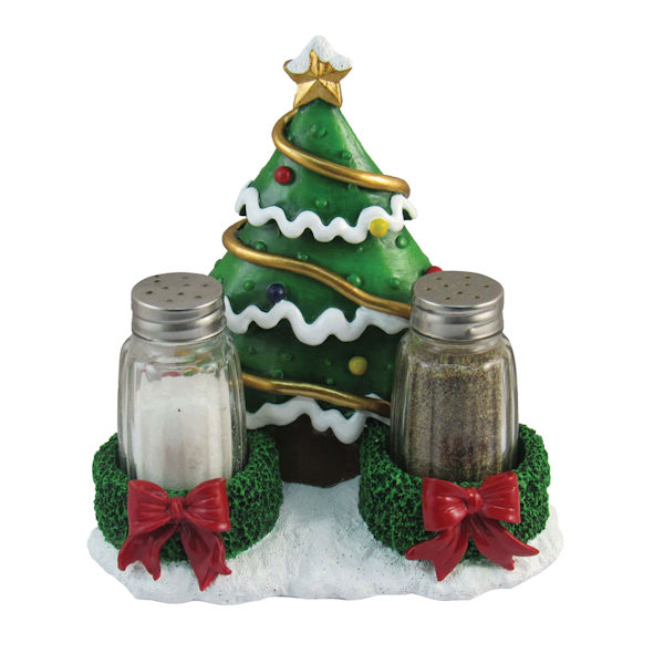 DWK Christmas Tree Salt and Pepper Shaker Set - Holiday Theme Spice Containers/Holders - Kitchen and Dining Decor