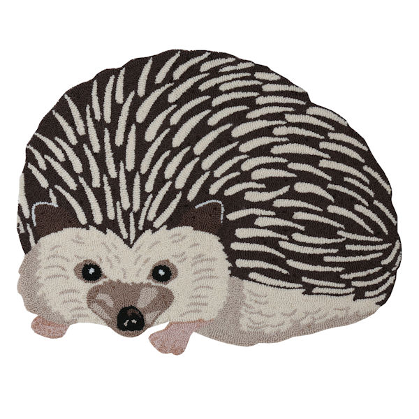 Hand-Hooked Hedgehog Rug
