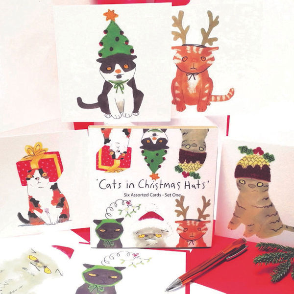 Cats in Christmas Hats Cards