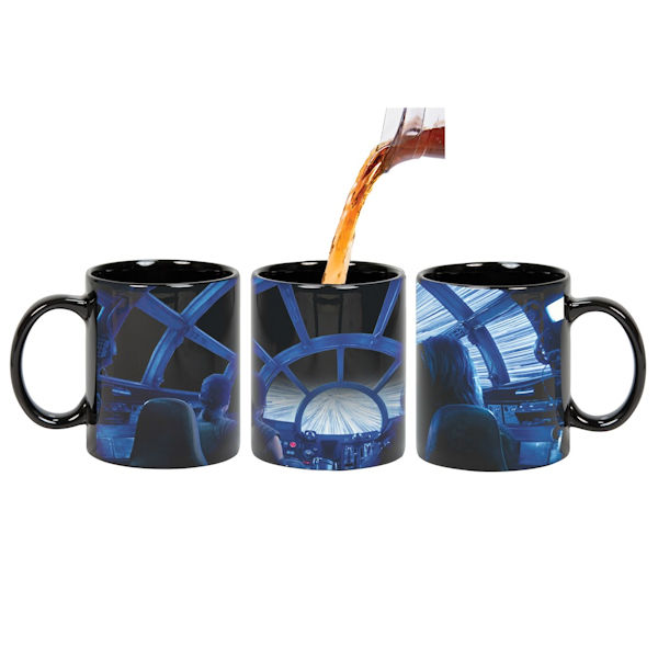 Star Wars Rey & Chewie Millennium Falcon Cockpit Hyperspace Heat Changing Coffee Mug