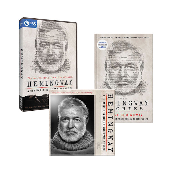 Product image for Hemingway: A Film by Ken Burns and Lynn Novick DVD, Companion Paperback Book & CD Soundtrack Bundle