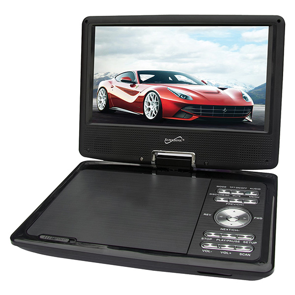 Product image for Portable DVD Player with digital TV, USB, SD Inputs & Swivel Display
