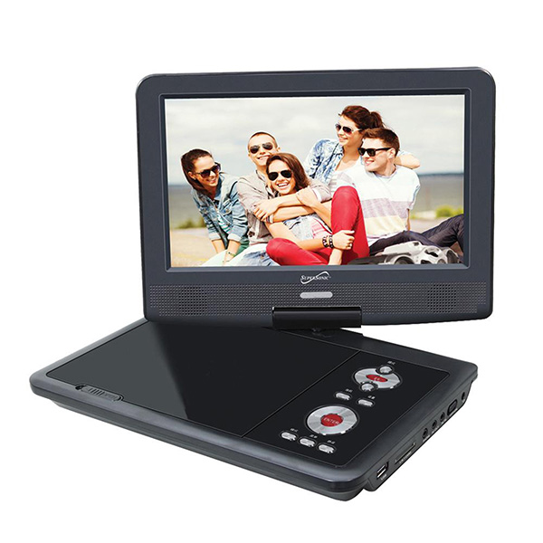 Product image for Portable DVD Player with digital TV, USB, SD Inputs & Swivel Display