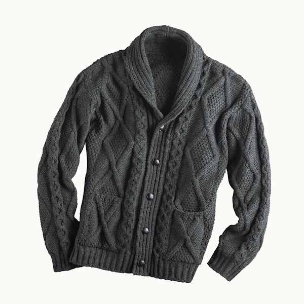 Product image for Men's Aran Cable Knit Cardigan Sweater