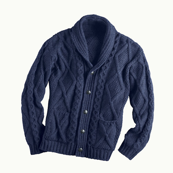 bund lol med tiden Men's Cable Knit Cardigan - Merino Wool Aran Sweater | Acorn