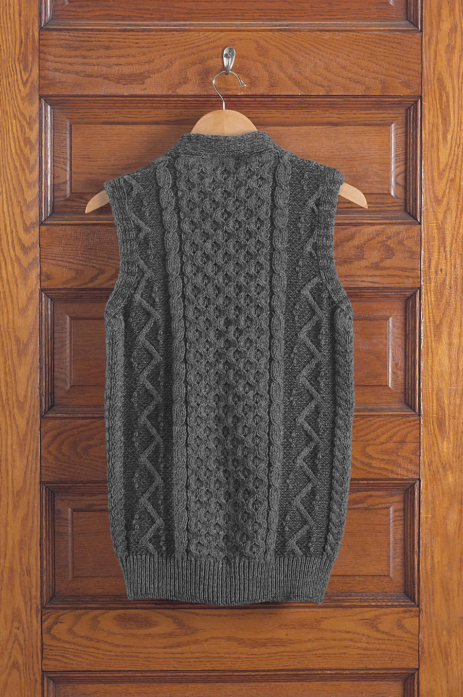 Product image for Men's Aran Waistcoat: Charcoal