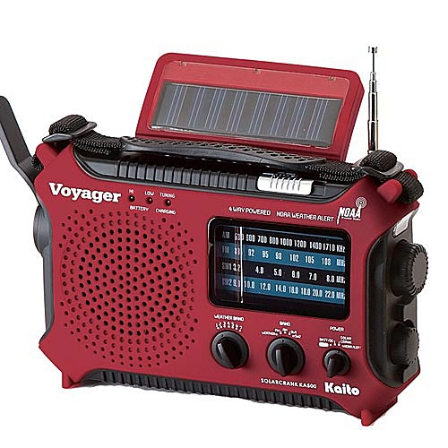Solar-Powered Emergency Radio with NOAA Alert and Cell Phone Charger: Red