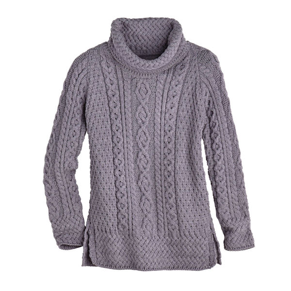 Cowl Neck Aran Tunic Sweater