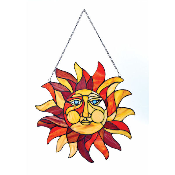 Product image for Sun Face Stained Glass Window Panel