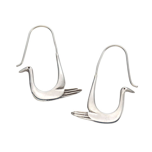 Silver Egret Earrings