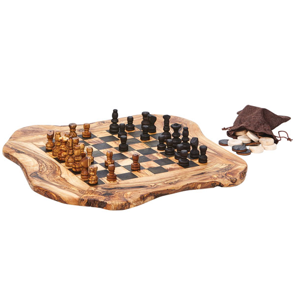 Olive Wood Chess and Checkers Set